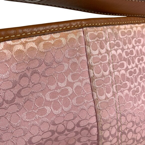COACH F10944 Signature Logo Jacquard Suede Pink Shoulder Crossbody Bag + Tag - Picture 3 of 13